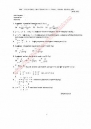 Matematik -2 Final Soruları ve Cevapları - Cumhuriyet