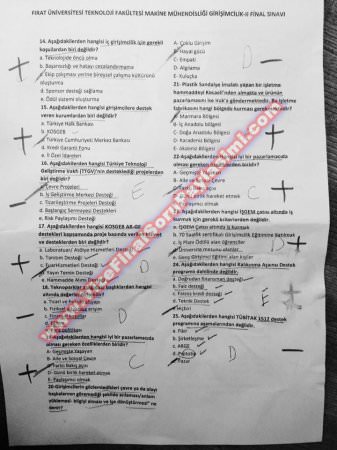 Fırat Üniversitesi Girişimcilik-2 Final Soruları (2014)