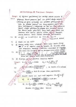 Fizikokimya-3 Final Sınav Soruları