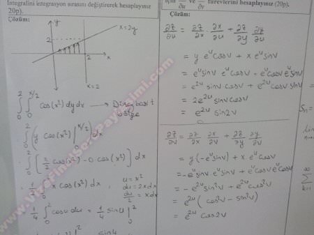 Matematik -2 Bütünleme Soruları ve Çözümleri - 2014 (Müh. Fak.)