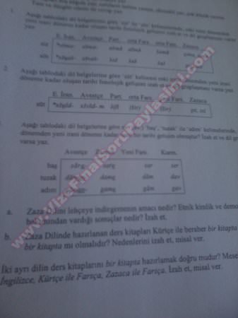 Zaza Dili Tarihi Dersi Final Soruları - 2014