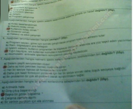 İşletim Sistemleri Dersi Sınav Soruları