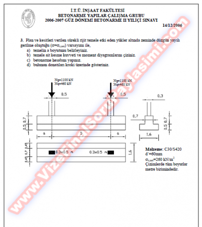 Betonarme-2 Vize Soruları-2006