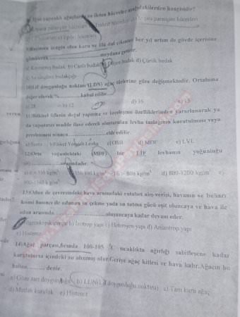 Ahşap Teknolojisi Dersi Final Soruları - 2015