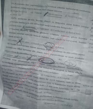 Ahşap Teknolojisi Dersi Final Soruları - 2015