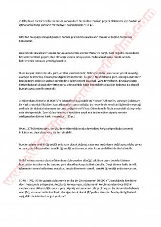 Borçlar Hukuku Final Soruları Ve Cevapları