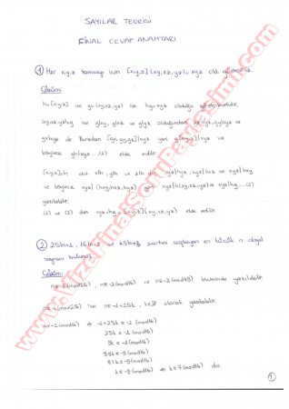 Sayılar Teorisi Final Soruları Ve Cevapları-2014