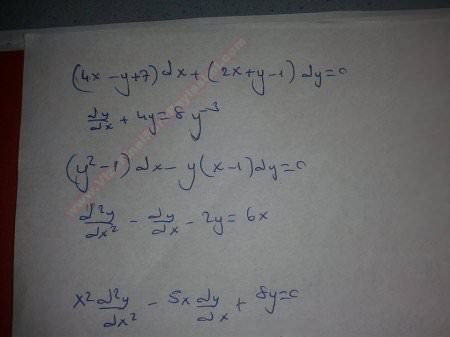 Matematik-1 Sınav Soruları - 2012