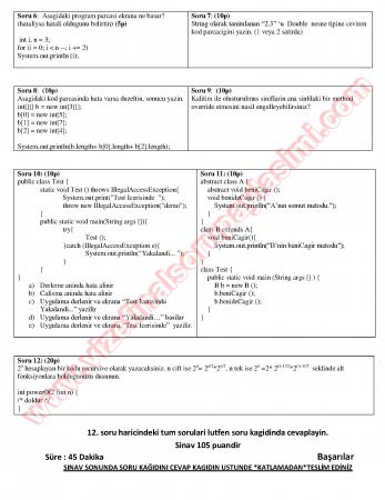 Java Programlama Final Soruları-2011