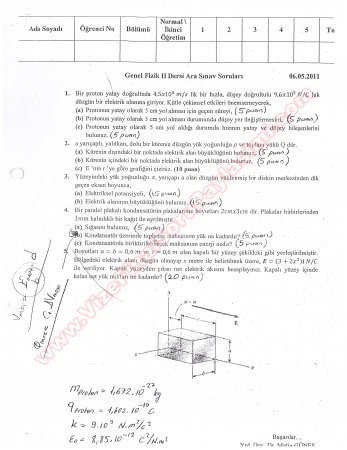 Genel Fizik 2 Vize Sınav Soruları 2011