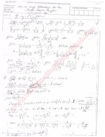 Kimya Mühendisliği Matematiği Vize Soruları Gece 2013