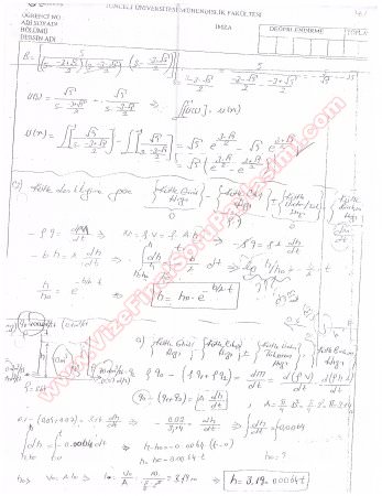 Kimya Mühendisliği Matematiği Vize Soruları Gece 2013