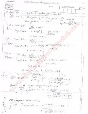 Kimya Mühendisliği Matematiği Vize Soruları Gece 2013