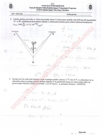Mukavemet -1 Vize Soruları