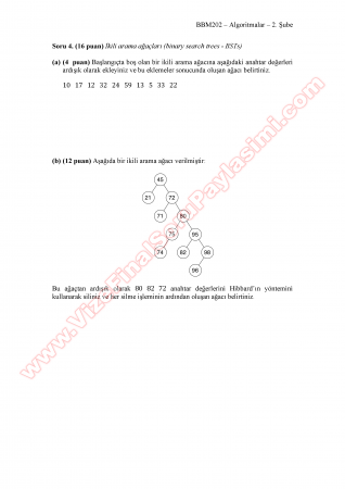 Algoritmalar Vize Soruları - 2013