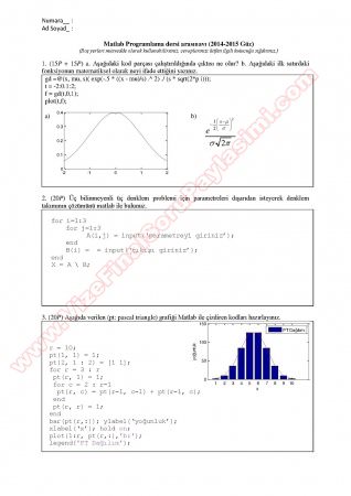 Matlab Programlama Vize Soruları ve Cevapları