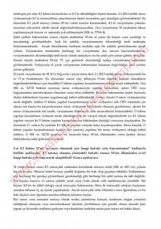 Miras Hukuku Final Soruları Ve Cevapları