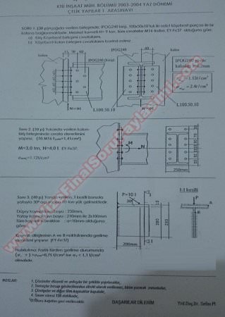 Çelik Yapılar Dersi Vize Soruları