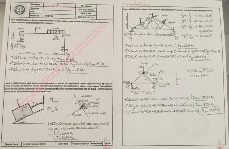 Statik Dersi Final Soruları ve Çözümleri - 2015