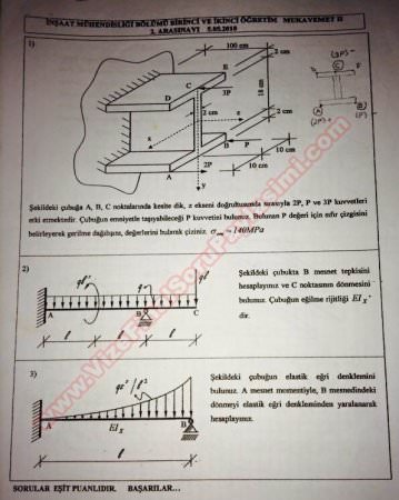 Mukavemet-2 2.Vize Soruları ve Çözümleri