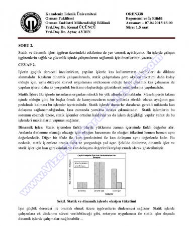 Ergonomi ve İş Etüdü Dersi Vize Soruları ve Cevapları
