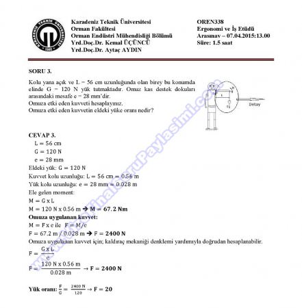 Ergonomi ve İş Etüdü Dersi Vize Soruları ve Cevapları
