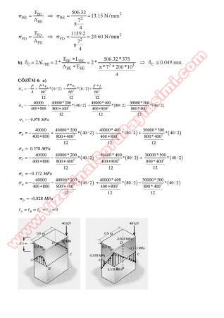 Mukavemet -1 Final Soruları ve Cevapları