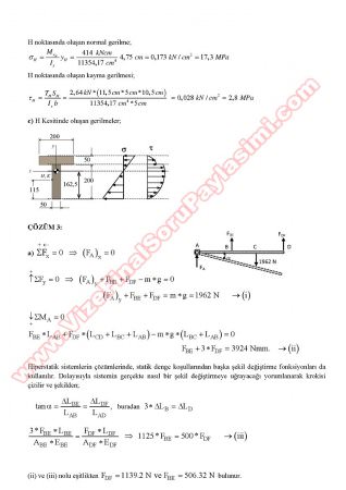 Mukavemet -1 Final Soruları ve Cevapları