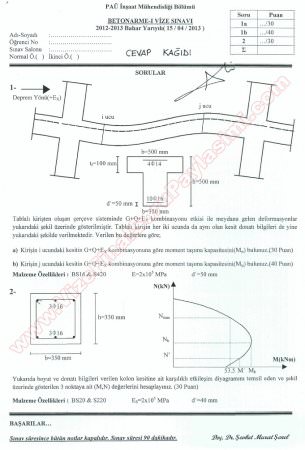 Betonarme -1 Vize Soruları ve Çözümleri