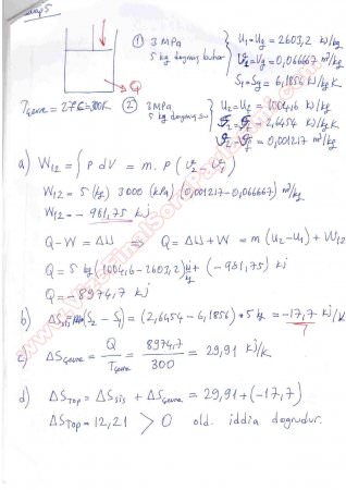 Termodinamik -1 Bütünleme Soruları ve Cevapları