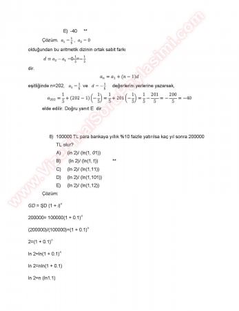 Matematik -2 Final Soruları Çözümleri