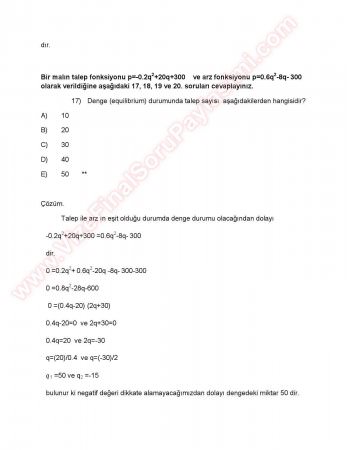 Matematik -2 Final Soruları Çözümleri