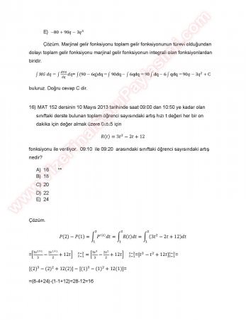 Matematik -2 Final Soruları Çözümleri