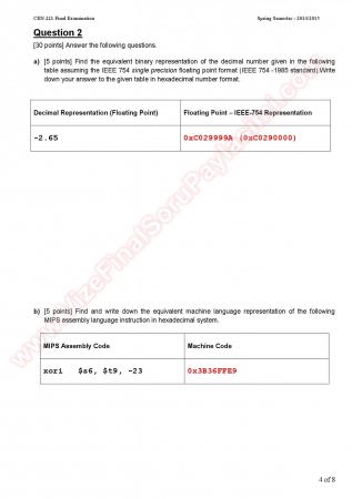 Computer Organizations Final Question And Answers