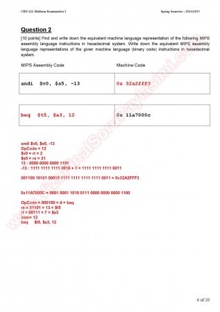 Computer Organizations Midterm Question And Answers
