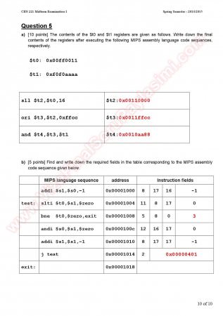 Computer Organizations Midterm Question And Answers