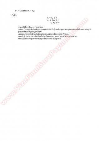 Yöneylem Araştırması Vize Soruları