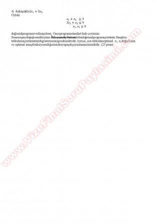 Yöneylem Araştırması Vize Soruları