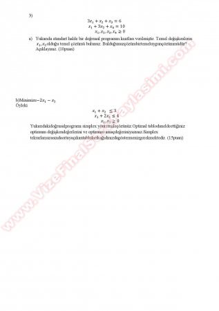 Yöneylem Araştırması Vize Soruları