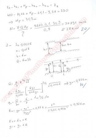 Hidrolik Bütünleme Soruları