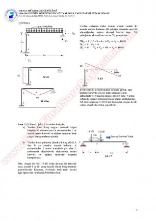 Yapı Statiği 1 Final Cevapları  2015