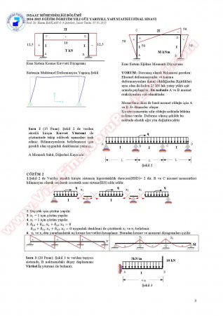Yapı Statiği 1 Final Cevapları  2015