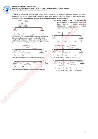 Yapı Statiği 1 Final Cevapları  2015