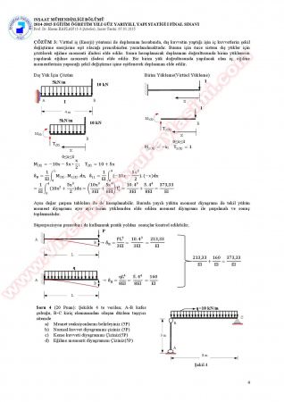 Yapı Statiği 1 Final Cevapları  2015
