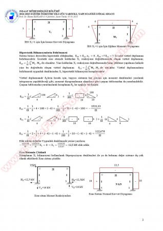 Yapı Statiği 1 Final Cevapları  2015