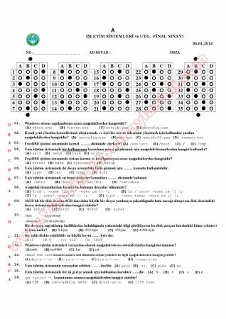 İşletim Sistemleri ve Uyg. Final Soruları -2014