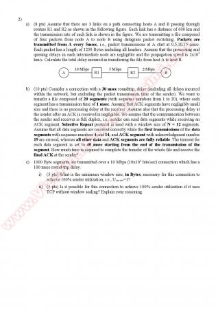 Computer Networks Midterm Questions - Fall 2013