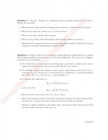 Cryptography and Network Security Final Questions -2012