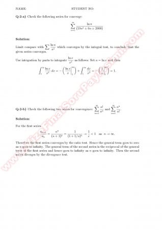 Calculus2 Midterm Solutions - 2010