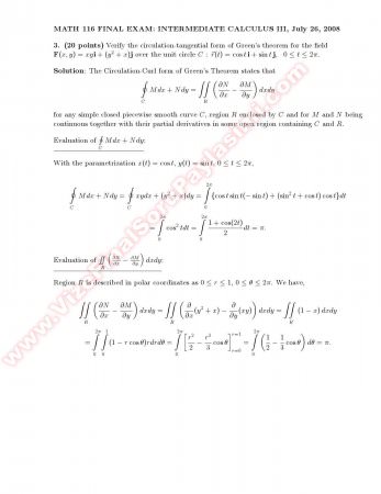 Intermediate Calculus3 Final Solutions -2008